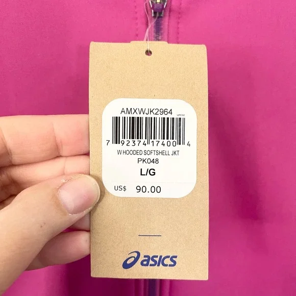 ASICS Womens Pink Winter Soft Shell Full Zip Long Sleeve Hooded Jacket Large NWT